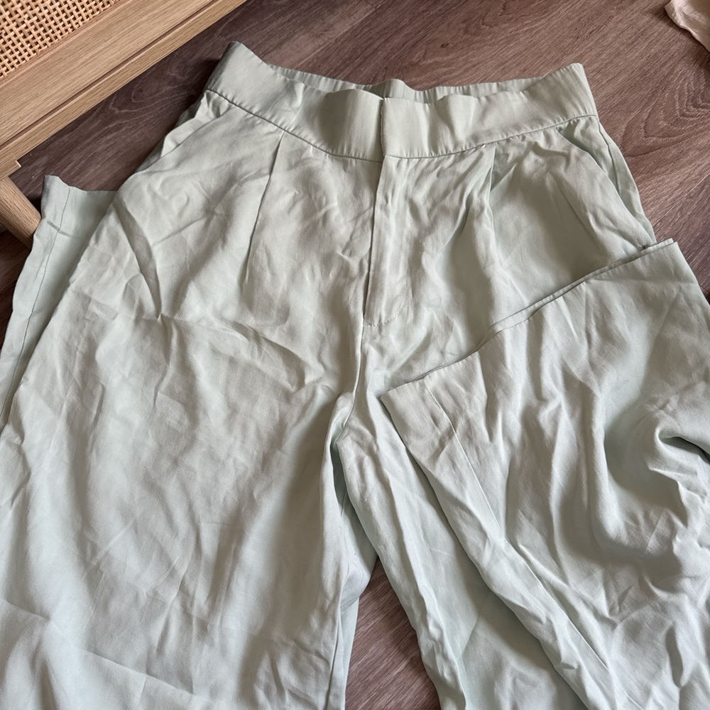 Light Green Wide-Leg Pants